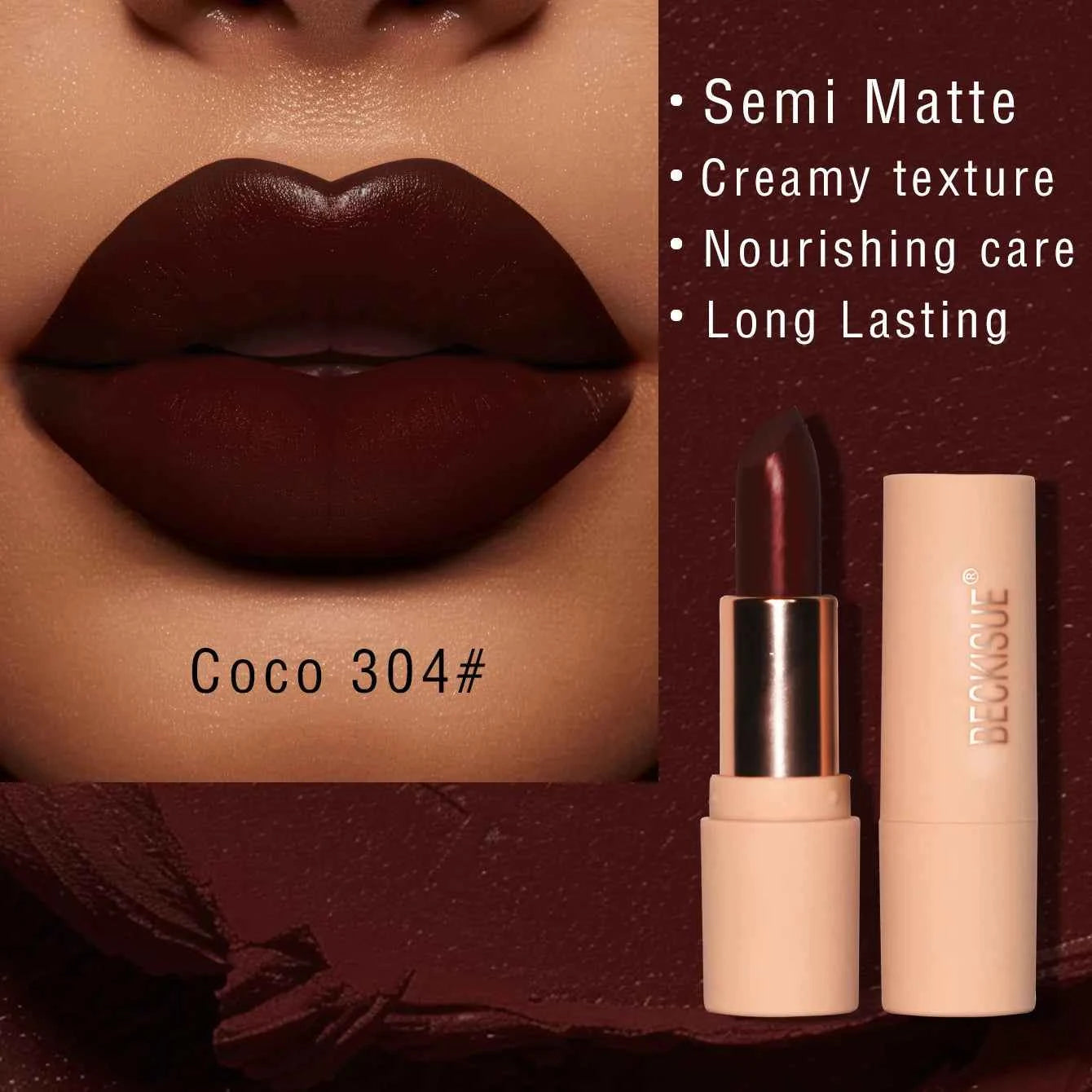 Coffee Velvet Lipstick - Luxurious Deep Nourishing Matte Finish Long-Lasting Waterproof Lip Color 304