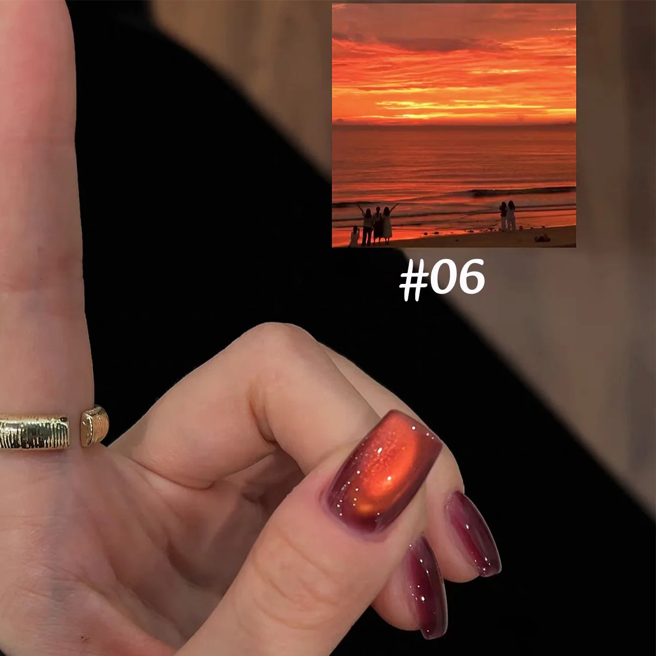 1-12pcs WS Autumn Winter Nails Sea Sunset Amber Blue Gold Linght Crystal Glass Bead Cat Eye Gel Nail Polish Nail Salon Hom...