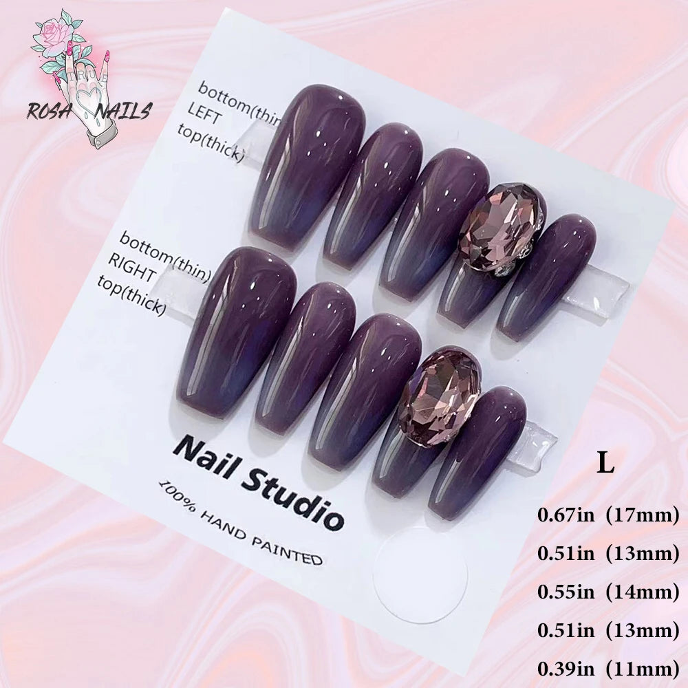 Silver Star Fake Nail Pressons Short Square Clear Rhinestones Punk Tip Saturn Stars False Tips Presson Y2k Black Press on Nails L (No.24203)