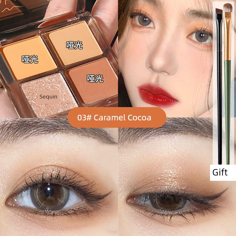Li Jiaqi Wake up in a Daydream Four Color Eyeshadow Palette Pink Brown Earth Color Smoky Plate Daily Light Makeup for Begi...