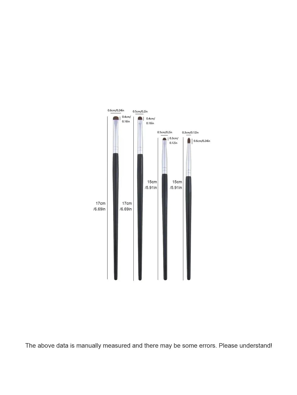 1 Set Of 4 Black Eye Detail Makeup Brushes Pony Hair Precision Eye Shadow Lying Silkworm Brightening Eyeliner Applicator Small