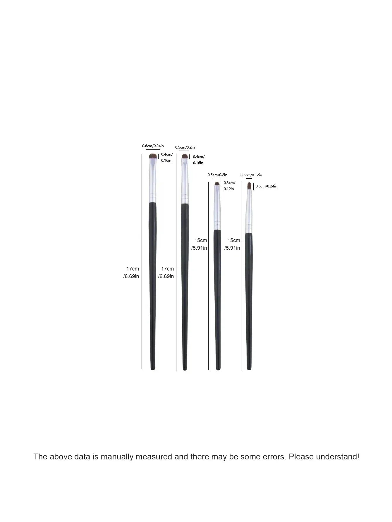 1 Set Of 4 Black Eye Detail Makeup Brushes Pony Hair Precision Eye Shadow Lying Silkworm Brightening Eyeliner Applicator S...