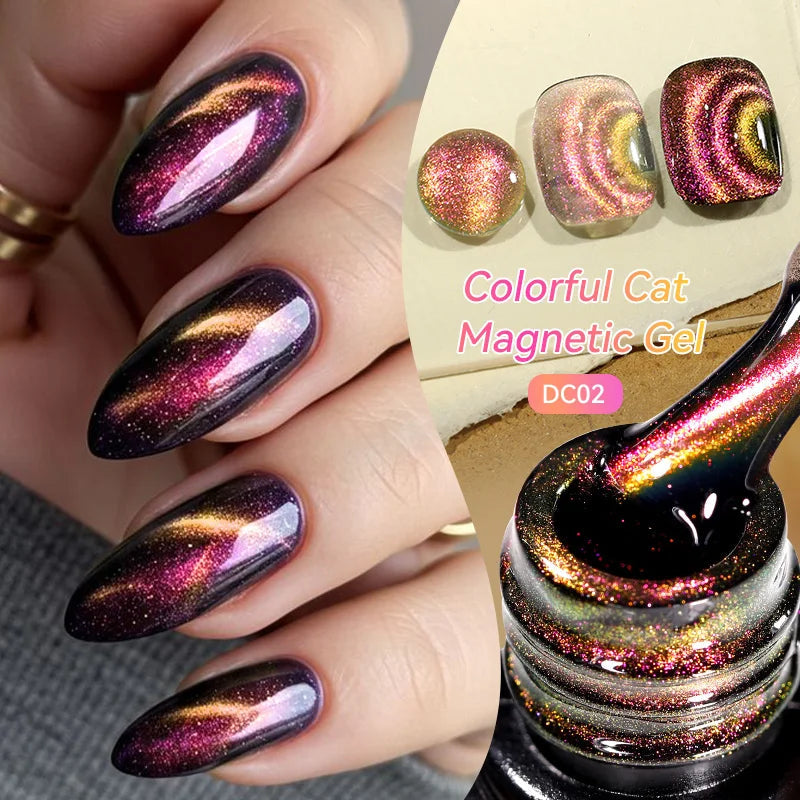 LILYCUTE 7ml Aurora Cat Magnetic Gel Nail Polish Reflective Magnet Gel Varnishes Semi Permanent UV Gel For Nail Art Manicu...