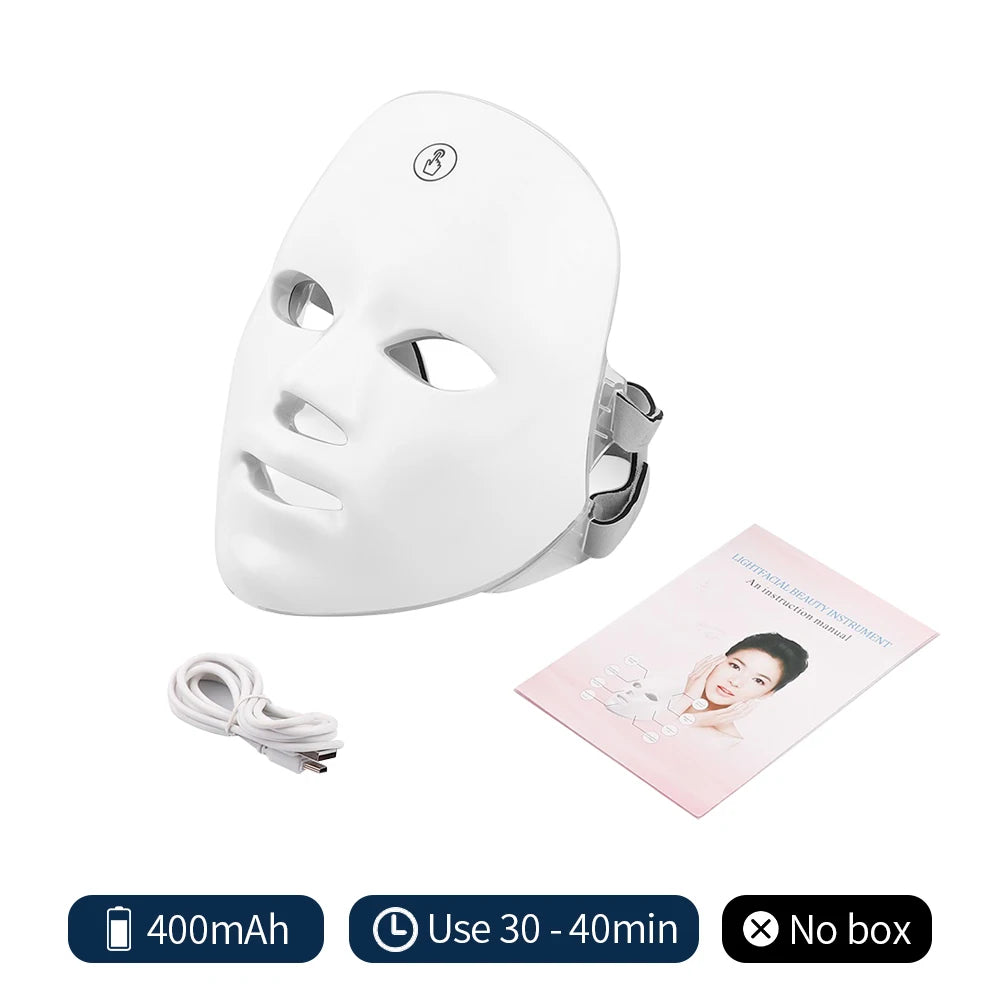 Rechargeable Facial LED Mask 7 Colors LED Photon Beauty Mask Skin Rejuvenation Home Face Lifting Whitening Skin Care Beaut...