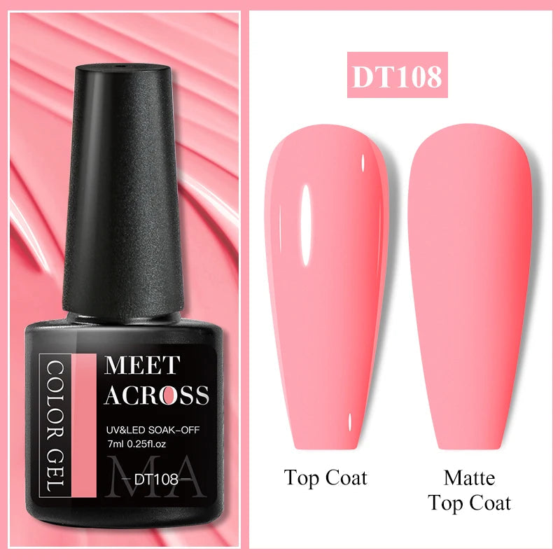 MEET ACROSS 7ml Popular Series Nail Gel Polish 140 Colors Soak Off UV/LED Long Lasting Nail Art Gel Varnish for Manicure N...