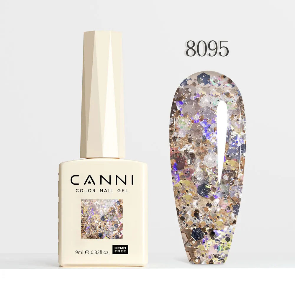 #8013 CANNI Nail Gel Polish Hema Free Super Glossy Glitter Cat Eye Gel Diamond Top Coat Semi Permanent Soak Off UV LED Varnish Aurora Glow Avenue