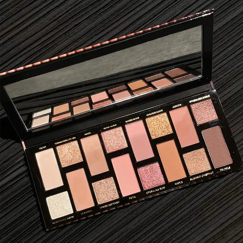 16 Color Matte Glitter Nude Brown Eyeshadow Palette Waterproof Longlasting Cosmetic Pearlescent Eyeshadow Pigment Shimmer ...