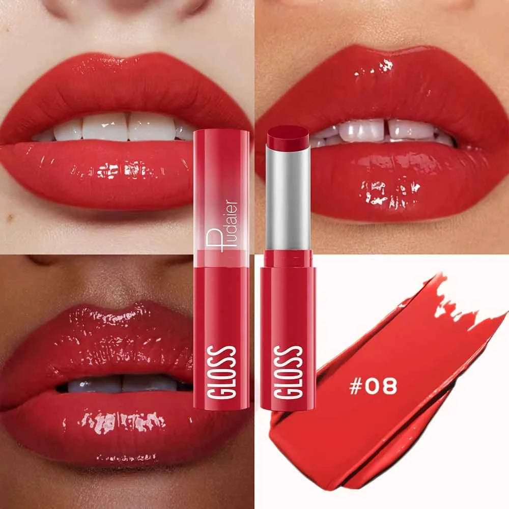 Waterproof Lipstick with Glass Mirror and Plumping Effect Non-Stick Nude Shades,Matte Lip Gloss For Plumper Looking Lips 0...