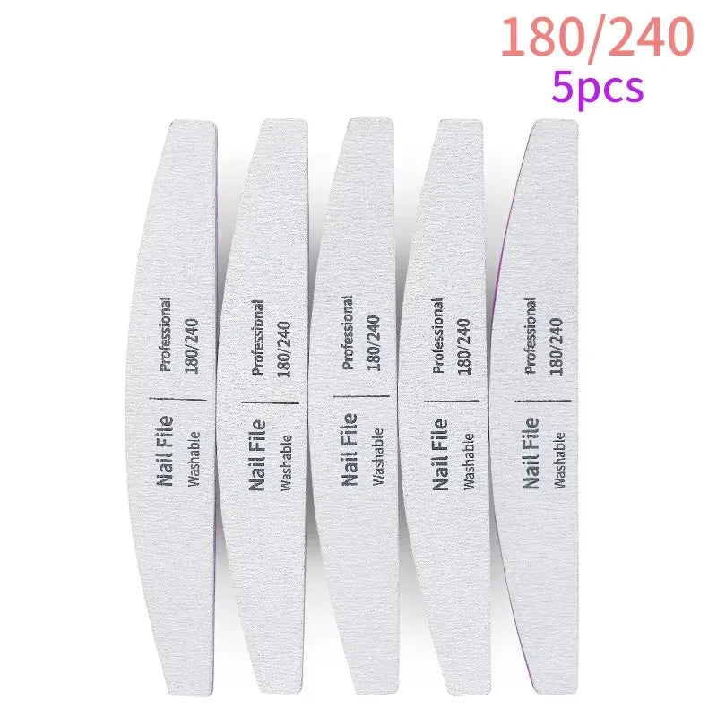 Nail File 100 to 180 Professional Tools Emery for Manicure Lime 240 Sandpaper Gel Polishing Files for Nails Buffers Set Polisher 180 240 5pcs CN