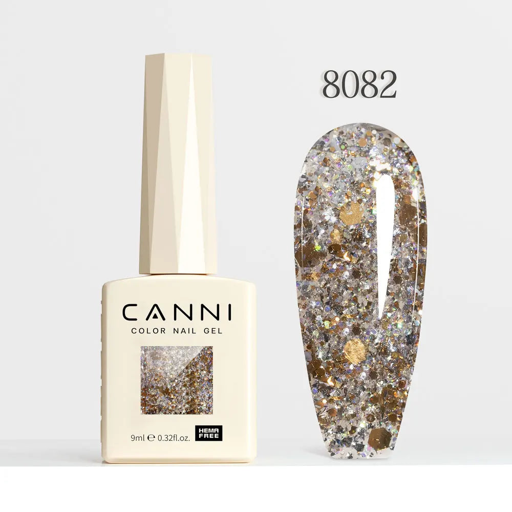 #8013 CANNI Nail Gel Polish Hema Free Super Glossy Glitter Cat Eye Gel Diamond Top Coat Semi Permanent Soak Off UV LED Varnish Aurora Glow Avenue