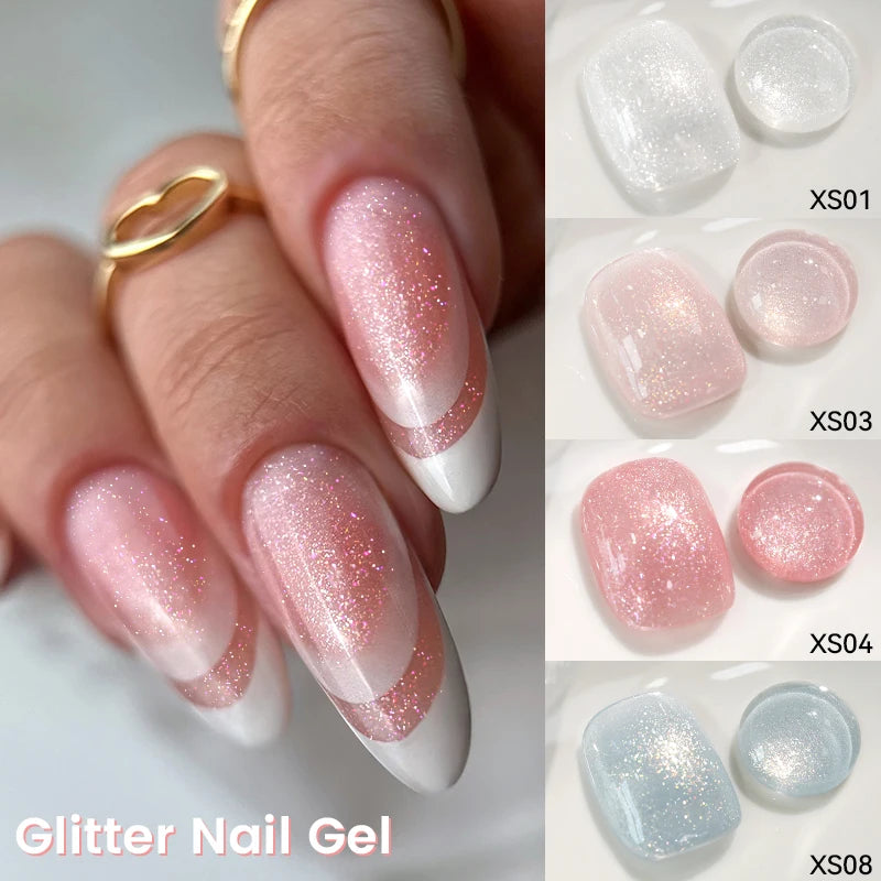 LILYCUTE 7ml Shiny Glitter Nail Gel Polish Pearl Shell Sparkling White UV LED Varnishes Soak Off Gel Manicure Decoration - 