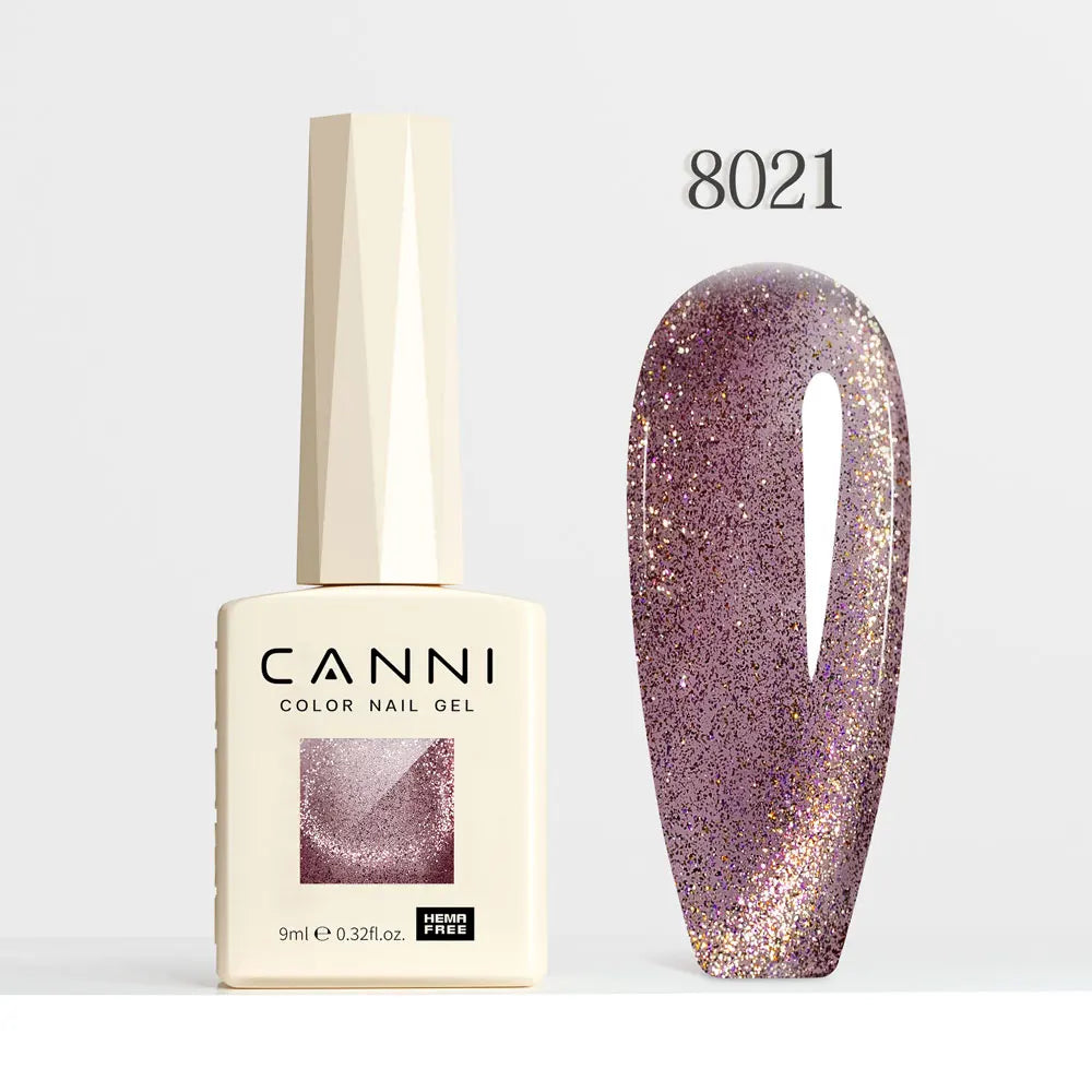 #8013 CANNI Nail Gel Polish Hema Free Super Glossy Glitter Cat Eye Gel Diamond Top Coat Semi Permanent Soak Off UV LED Varnish Aurora Glow Avenue