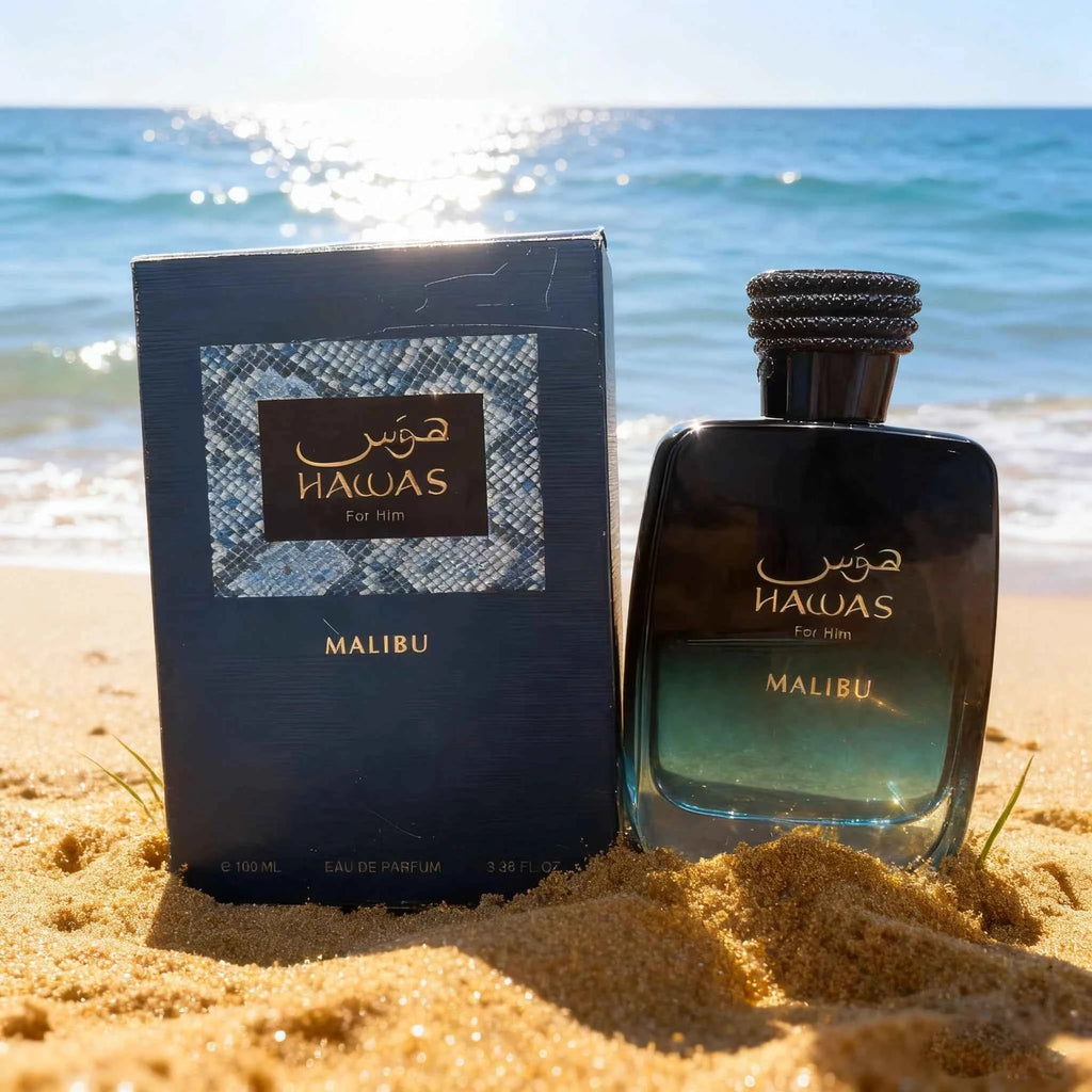 HAWAS MALIBU men's perfume, citrus flavor, full of marine charm, 3.4FL-OZ capacity, designed for fashionable men