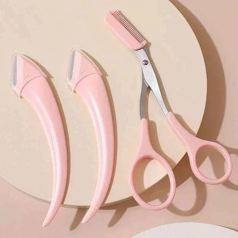 1/2/3Pcs Eyebrow Trimming Knife Eyebrow Face Razor For Women Eyebrow Scissors With Comb Brow Trimmer Scraper easy to use