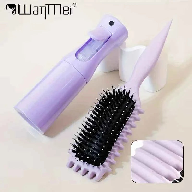 1/2pcs Hair Beauty Set Detangling Candy Brush with Continuous Spray Bottle Soft Curly Hair Care Brush Kit Salon Styling To...