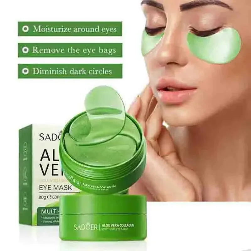 60pcs Aloe Vera Collagen Eye Mask Anti Dark Circles Eyes Bags Moisturizing Anti-Wrinkles Eye Patches Eyes Skin Care Produc...