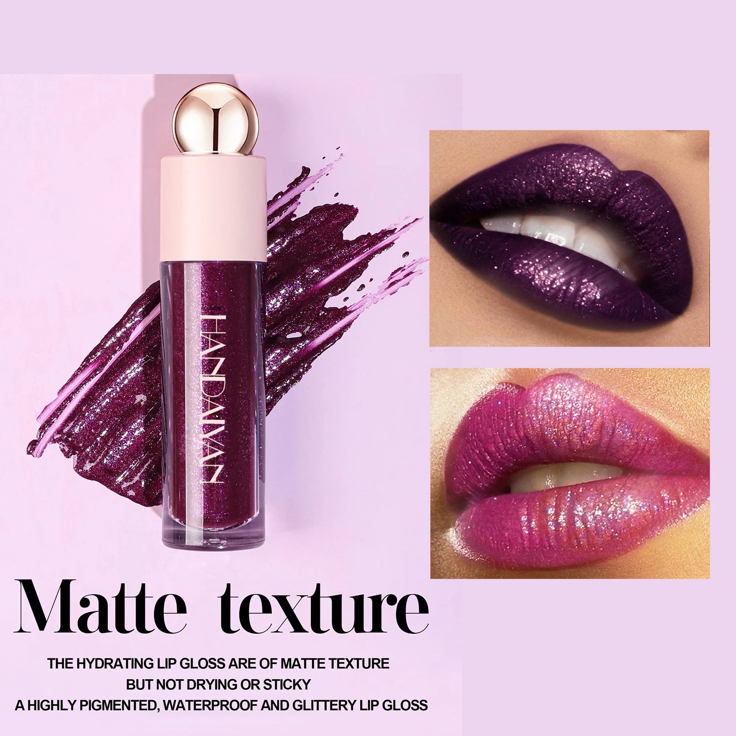 Matte Glitter Liquid Lipstick Diamond Shiny Lip Gloss Waterproof Long Lasting Shimmer Pearl Lip Glaze Women Lip Tint Makeu...