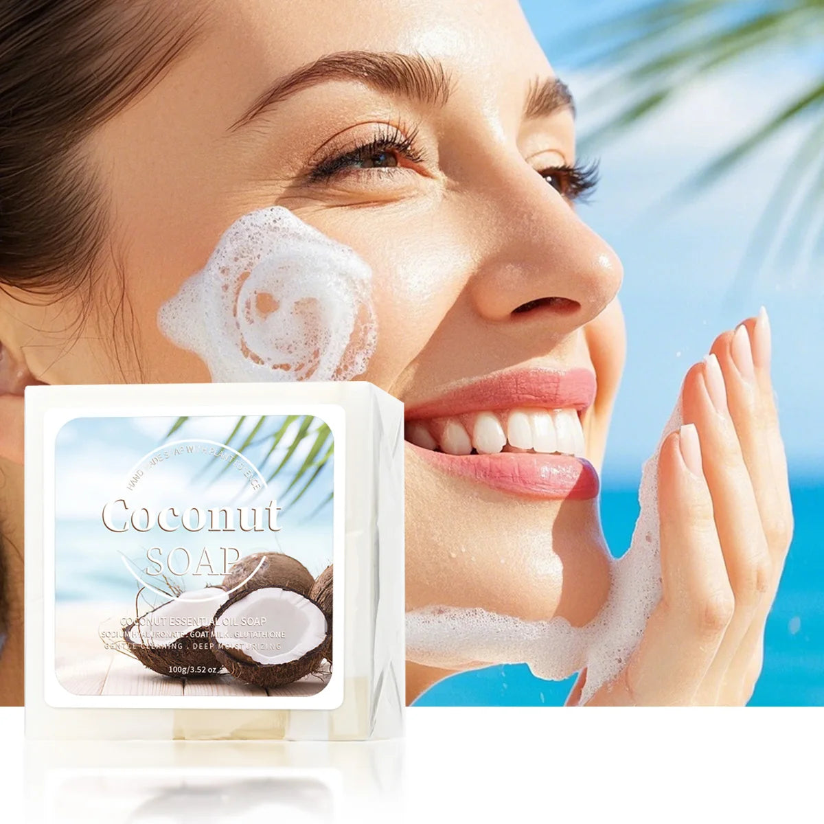 100g B+ Coconut Milk Organic Pure Plant Extract  Handmade Soap Facial Treatment Acne Goat Milk Soap Aurora Glow Avenue