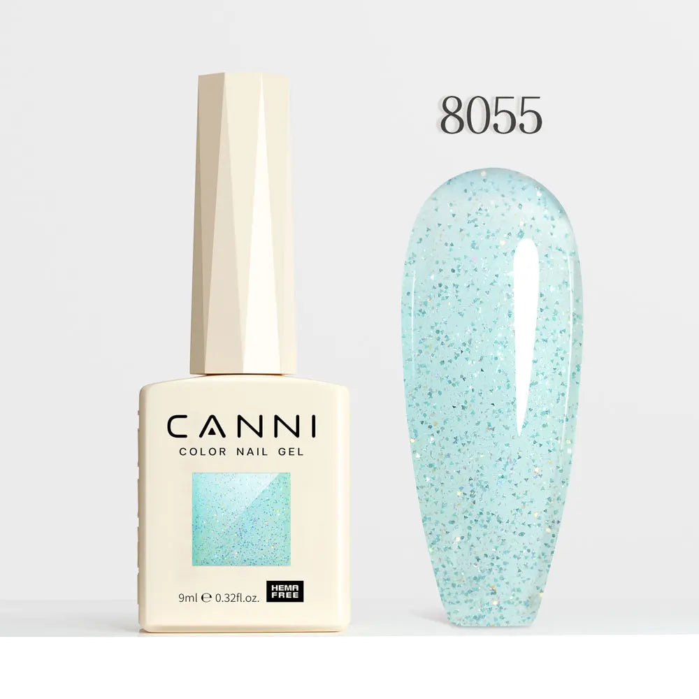 #8013 CANNI Nail Gel Polish Hema Free Super Glossy Glitter Cat Eye Gel Diamond Top Coat Semi Permanent Soak Off UV LED Varnish Aurora Glow Avenue