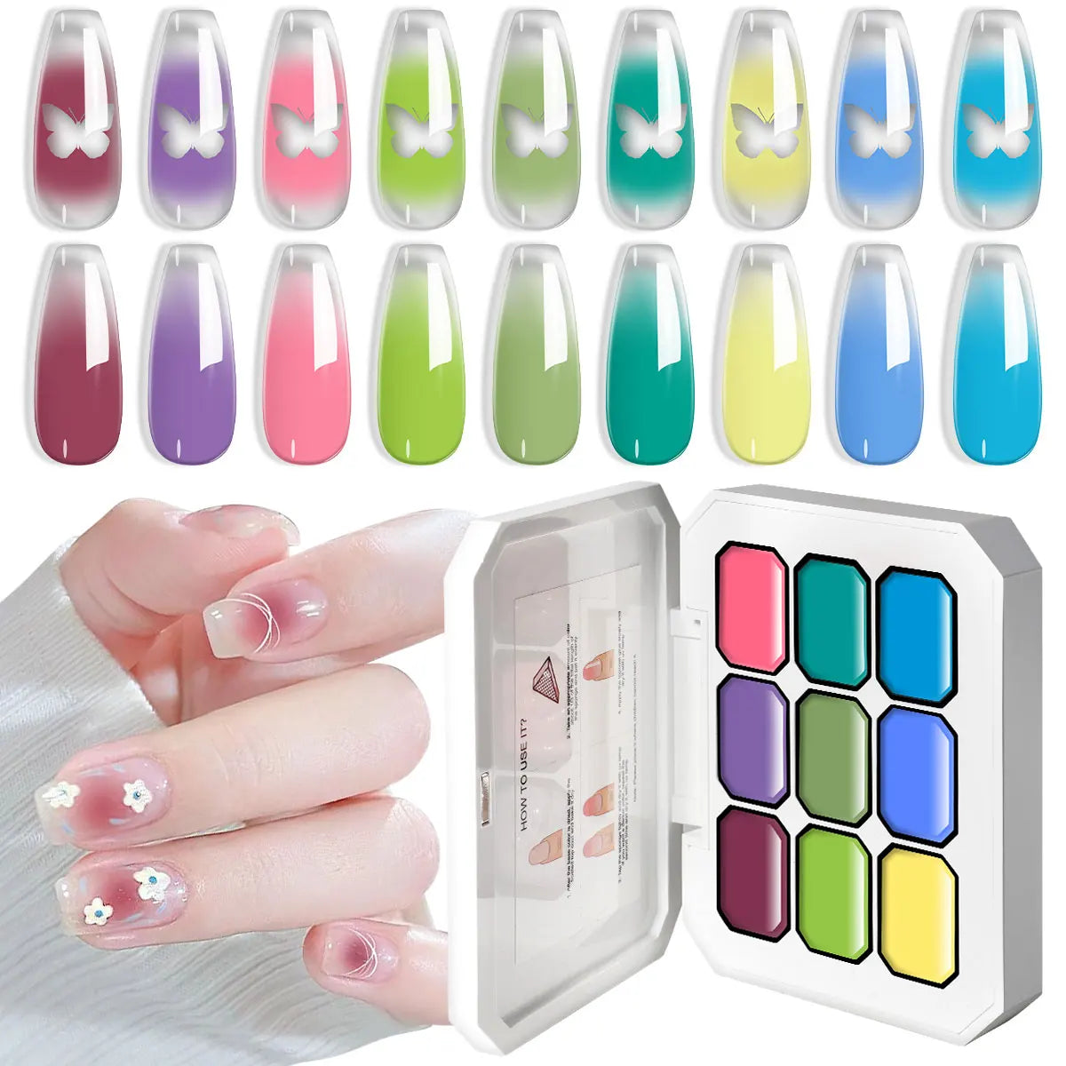 LIMEGIRL 9 Color Gradient Painting Gel Nail Art Gradient Color DIY Design Gel Quick Flower Paint Engraving Gel Nail Polish...