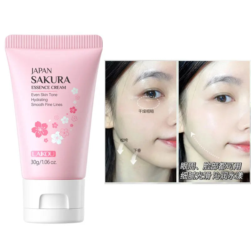 Sakura Whitening Face Cream Wrinkle Remover Serum Anti-Aging Fade Fine Lines Lift Firming Essence Brighten Skin Care - 