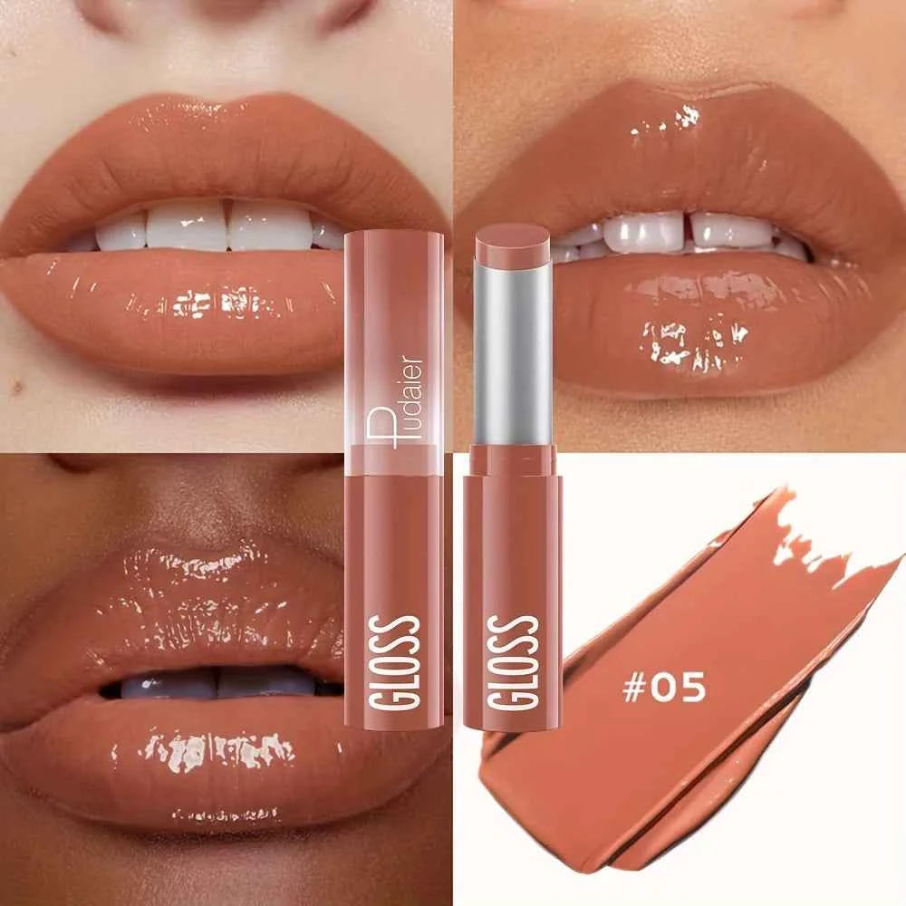 Waterproof Lipstick with Glass Mirror and Plumping Effect Non-Stick Nude Shades,Matte Lip Gloss For Plumper Looking Lips 0...