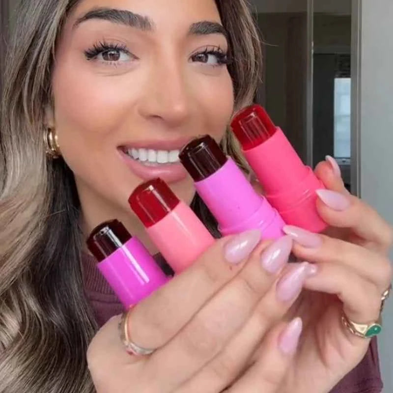 1/2/4PCS Jelly Lipstick Cheek Blush Stick Long Lasting Moisturized Blusher Sticker Lip Gloss Rouge Cream Facial Makeup Cos...