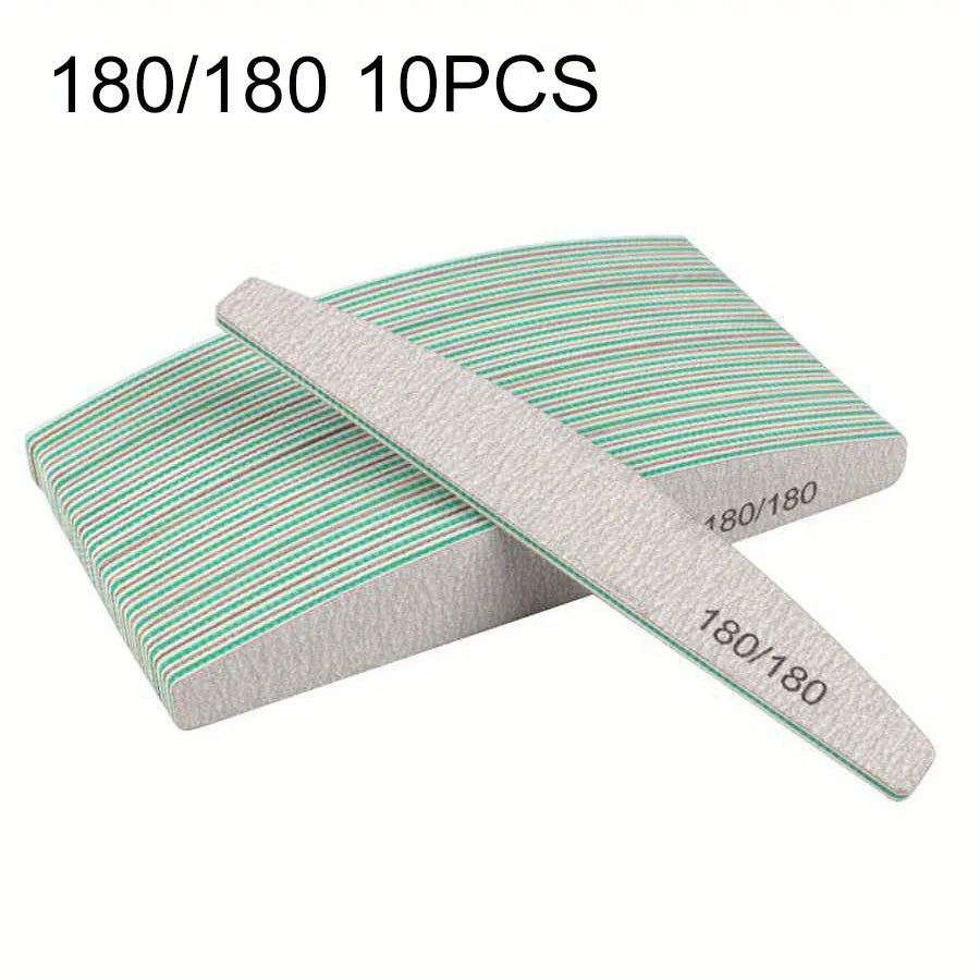 1/3/5/10Pcs Professional Nail File 80/100/150/180/240 Sandpaper Strong Thick Sanding Half Moon Lime nail accessories and Tools.