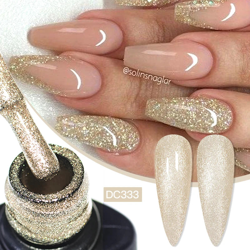 Mtssii 7ml Red Glitter Gel Nail Polish Sequins Shiny Manicure Semi Permanent Base Top Coat Soak Off LED UV Nail Art Gel Varnish Q57454-4