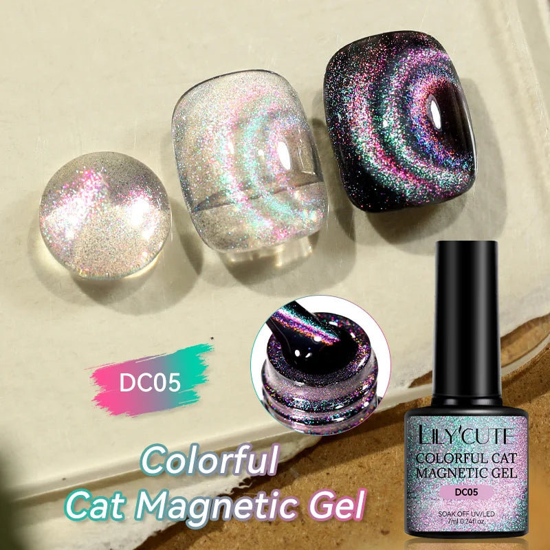 LILYCUTE 7ml Aurora Cat Magnetic Gel Nail Polish Reflective Magnet Gel Varnishes Semi Permanent UV Gel For Nail Art Manicu...