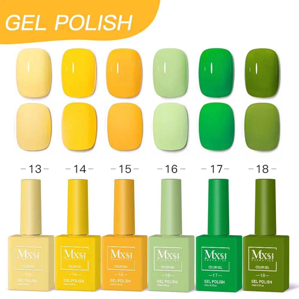 Mxsi 60 Colors Nail Gel Polish 15ml Vernis Semi Permanent Nail Art Manicure Soak Off DIY LED UV Gel Nails Polish Nail Supplies 6PCS MXSI 60-13-18