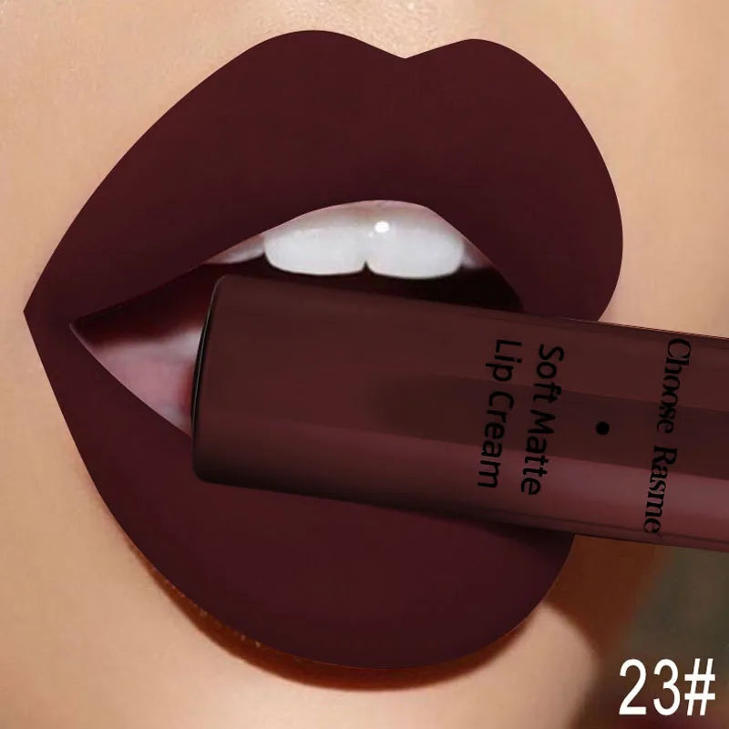 QIBEST Sexy Matte Velvet Liquid Lipstick Velvet Lip Gloss Tint Tube Matte Nude Pigment Red Black Makeup Cosmetics Lipstick...