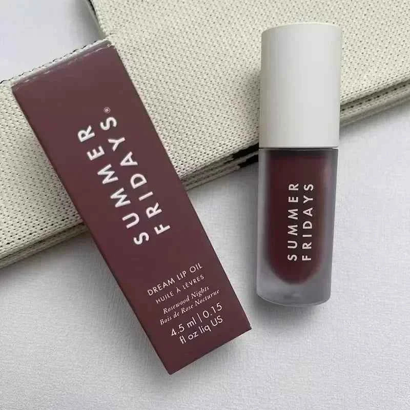 Summer Fridays Lip Oil Moisturizing Lip Gloss Sweet Mint Vanilla Sugar Coffee Cake Cocoa Lipstick Transparent Makeup Suit Care Rosewood Nights