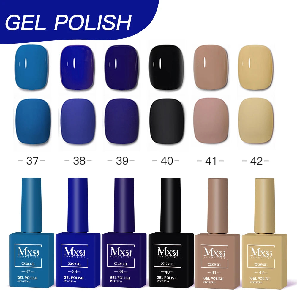 Mxsi 60 Colors Nail Gel Polish 15ml Vernis Semi Permanent Nail Art Manicure Soak Off DIY LED UV Gel Nails Polish Nail Supplies 6PCS MXSI 60-37-42