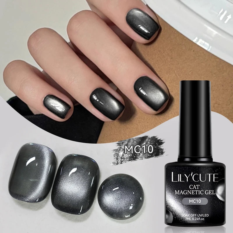 LILYCUTE 7ml Aurora Cat Magnetic Gel Nail Polish Reflective Magnet Gel Varnishes Semi Permanent UV Gel For Nail Art Manicu...