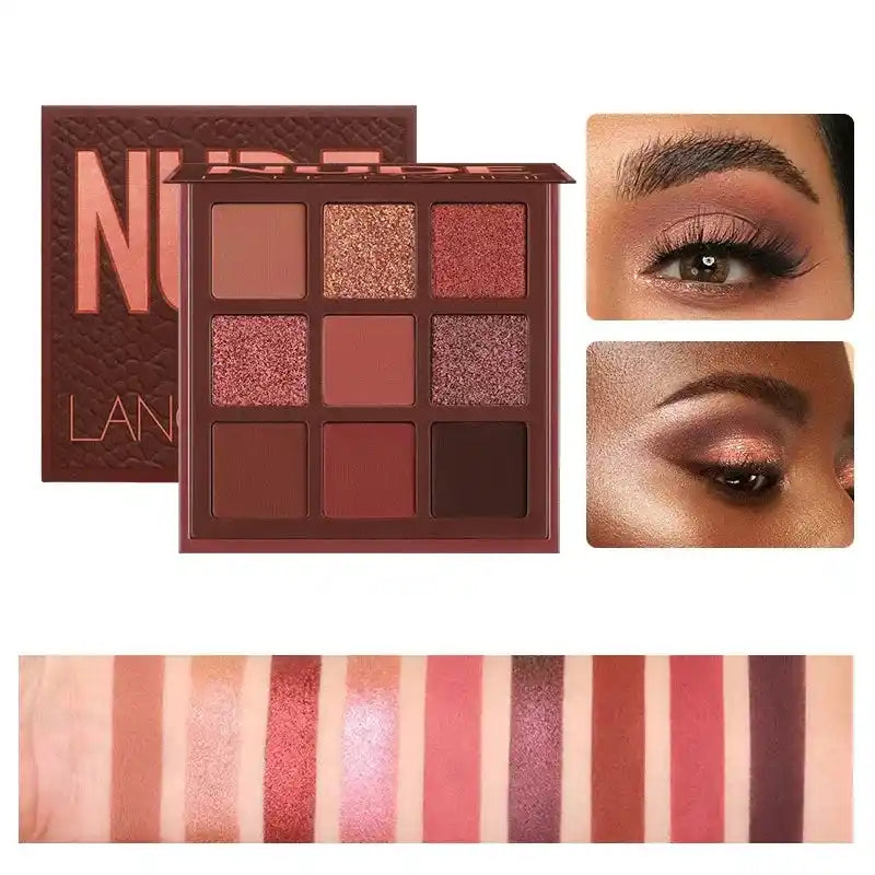 9 Colors Nude Eyeshadow Powder Makeup Palette Matte Shimmer Eye Pigmented Powder Make Up New Warm Earth Color Eyeshadow Au...