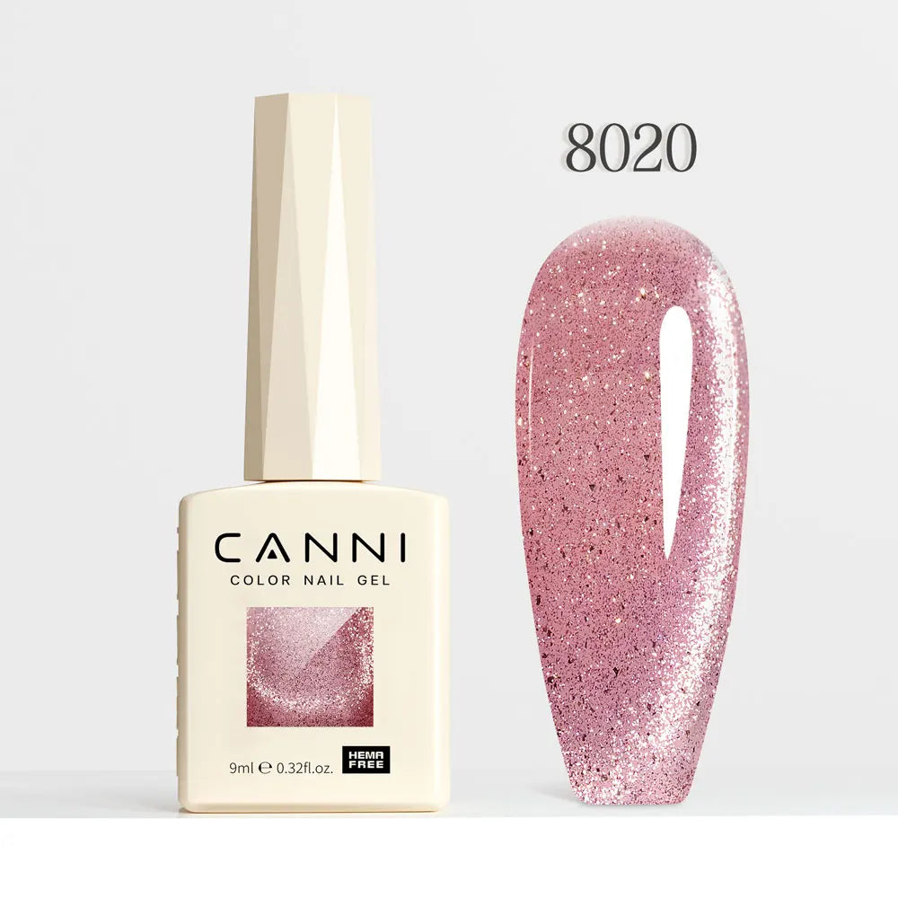 #8013 CANNI Nail Gel Polish Hema Free Super Glossy Glitter Cat Eye Gel Diamond Top Coat Semi Permanent Soak Off UV LED Varnish Aurora Glow Avenue
