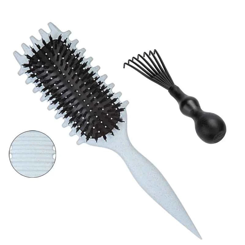 1/2pcs Detangling Candy Brush Curly Hair Scalp Massage Hair Comb with Cleaning Claw Natural Bristles Define Hair Styling Tools Blue Set