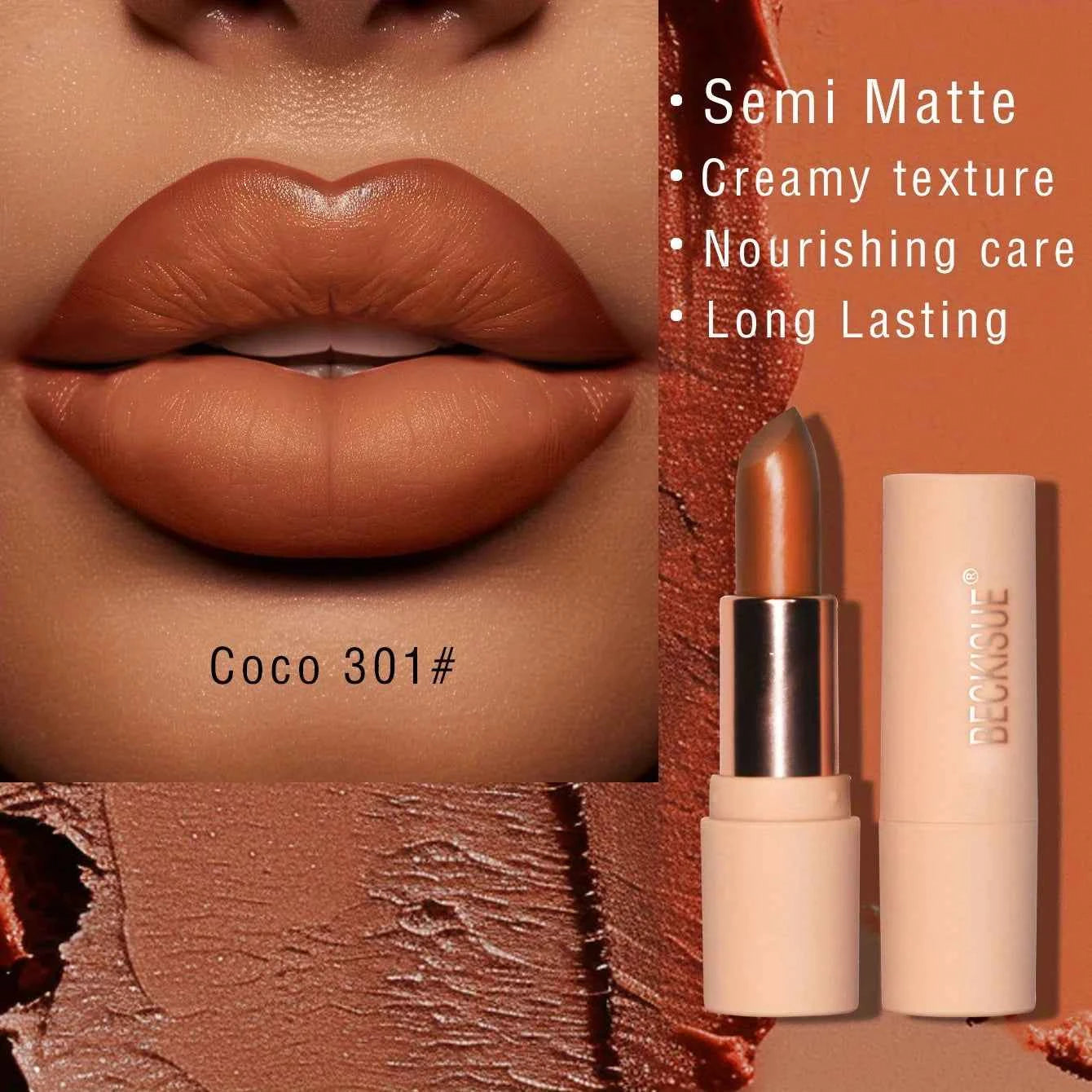 Coffee Velvet Lipstick - Luxurious Deep Nourishing Matte Finish Long-Lasting Waterproof Lip Color 301