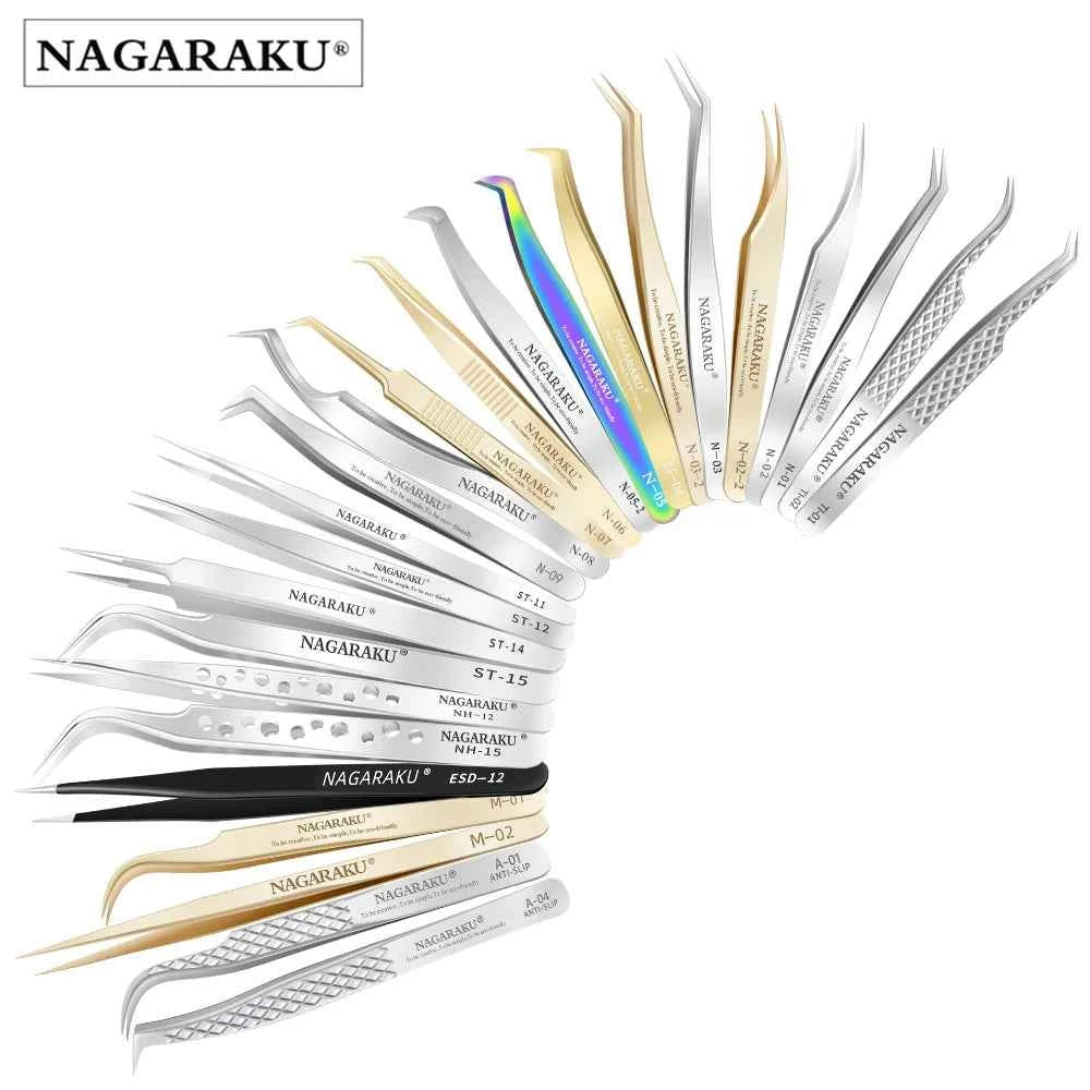 NAGARAKU Eyelash Extension Tweezers Makeup Stainless Steel Eyelash 3D accurate Clip - 