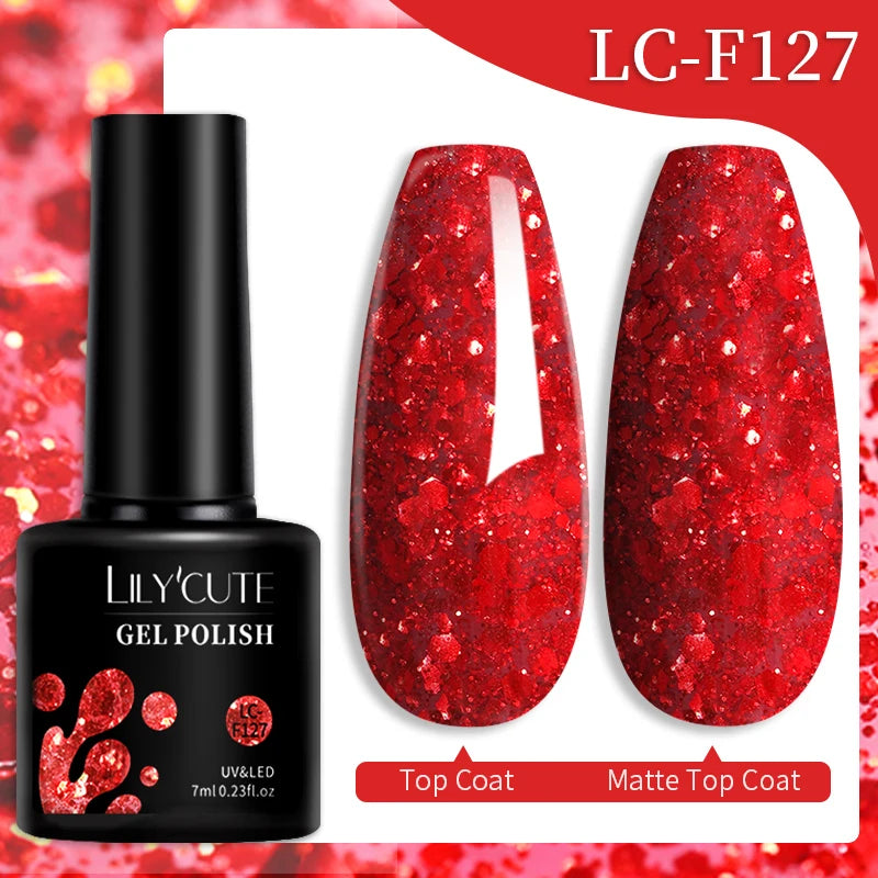 LILYCUTE 7ML Colorful Gel Nail Polish 129 Colors Long Lasting For Manicure Semi Permanent Base Top Coat Nail Art UV Gel Va...
