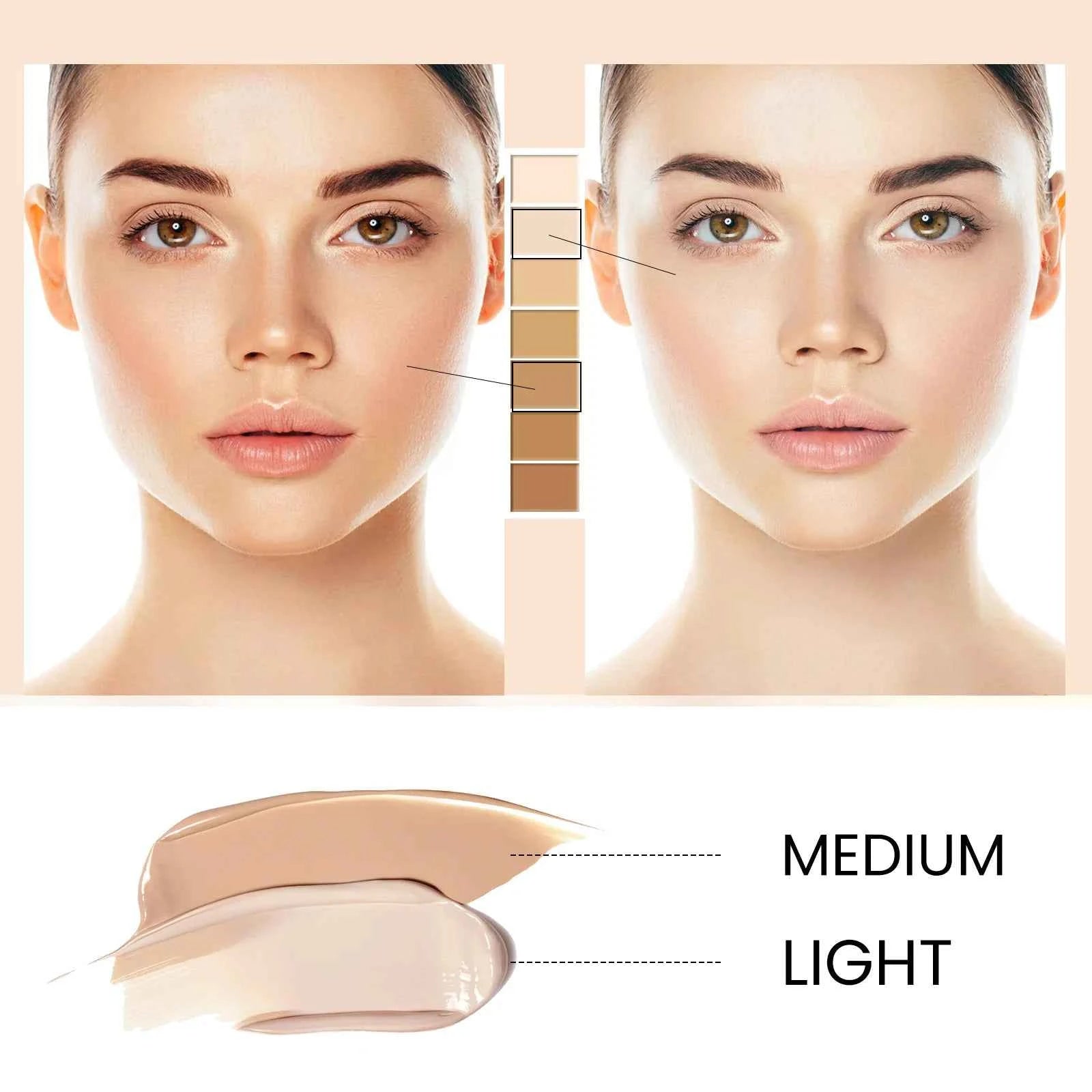 Natural Foundation Cc Cream Waterproof Brighten Moisturizing Foundation Concealer Oil-Control Sunscreen Spf 50 Makeup Cosm...