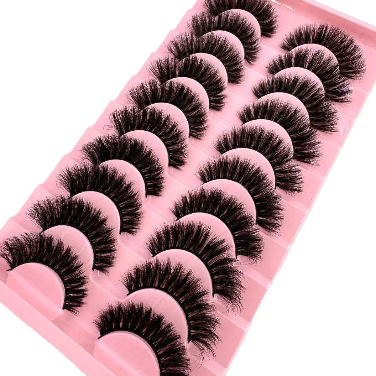 10 Pairs Faux Mink Eyelashes Handmade False Eyelashes Natural Nude Makeup Simulation Cross Messy Eye 3D Curly Eyelashes 10Pairs 3-6