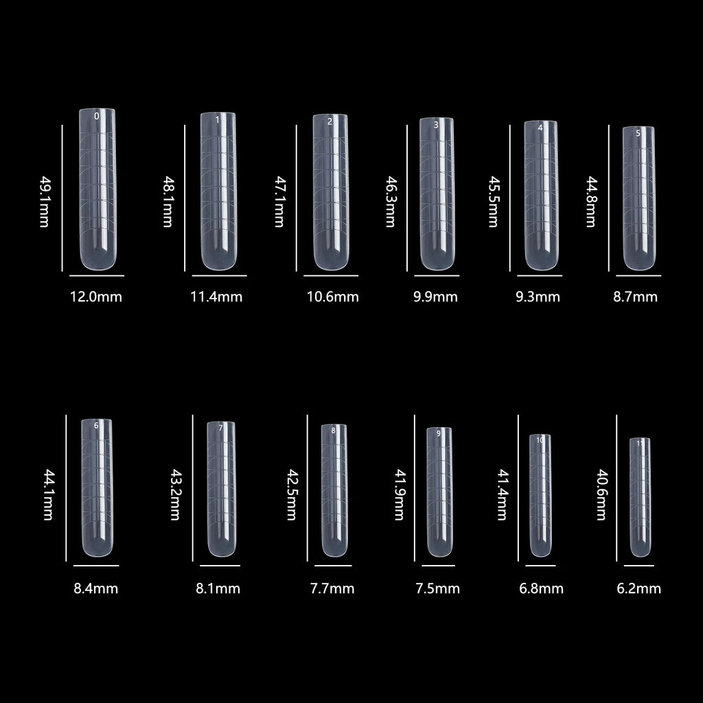 NEW Stiletto Coffin Clear Dual Forms False Tips Quick Building Gel Mold Nail System Full Cover Nail Extension Forms Top