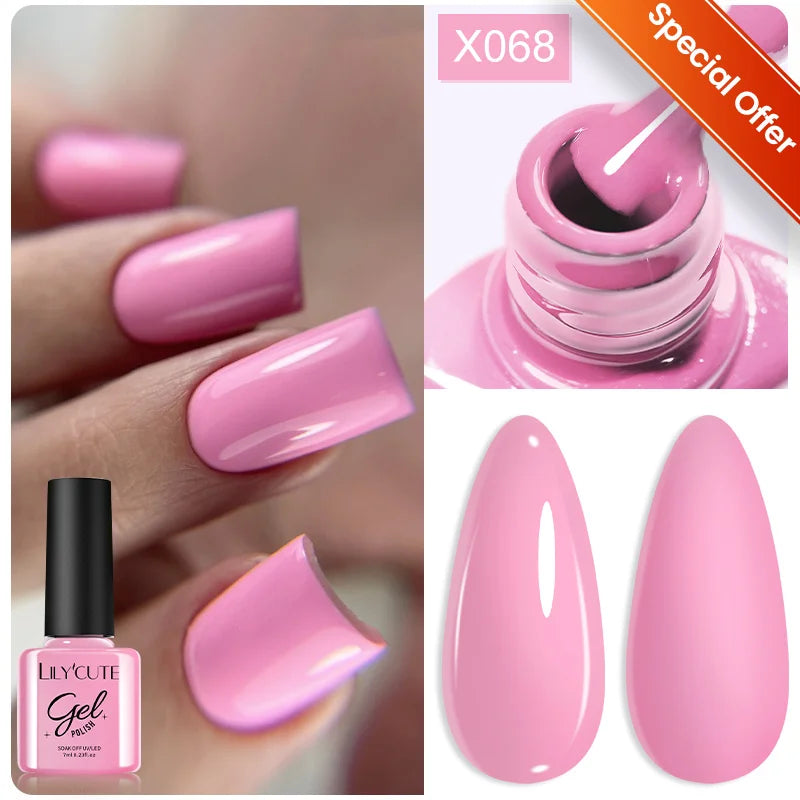 LILYCUTE 7ml Shiny Glitter Nail Gel Polish Pearl Shell Sparkling White UV LED Varnishes Soak Off Gel Manicure Decoration 6...