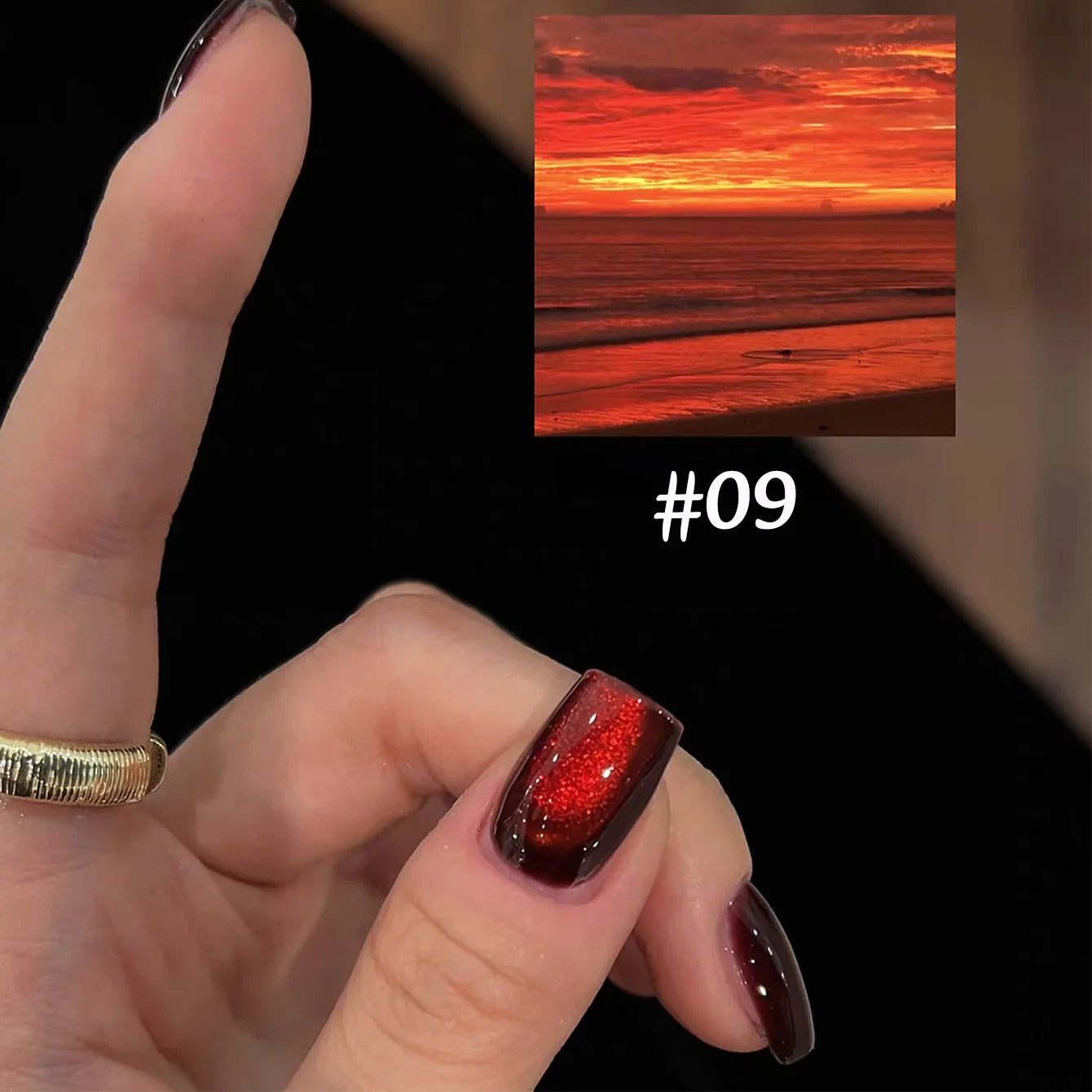 1-12pcs WS Autumn Winter Nails Sea Sunset Amber Blue Gold Linght Crystal Glass Bead Cat Eye Gel Nail Polish Nail Salon Home DIY xiaguangwanzhan09