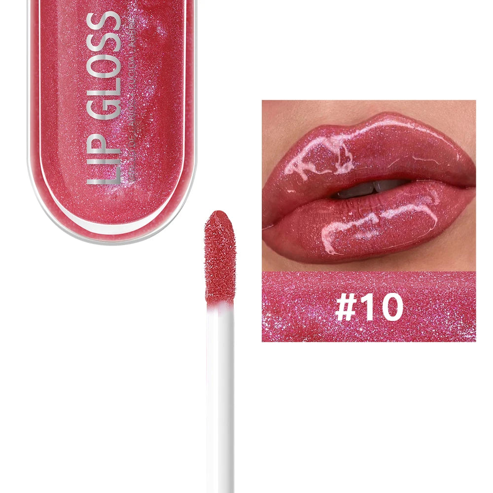 USHAS 12 colors mirror fine flash liquid lipstick pearlescent color waterproof sweatproof non-stick cup lip gloss 24314-10 - 