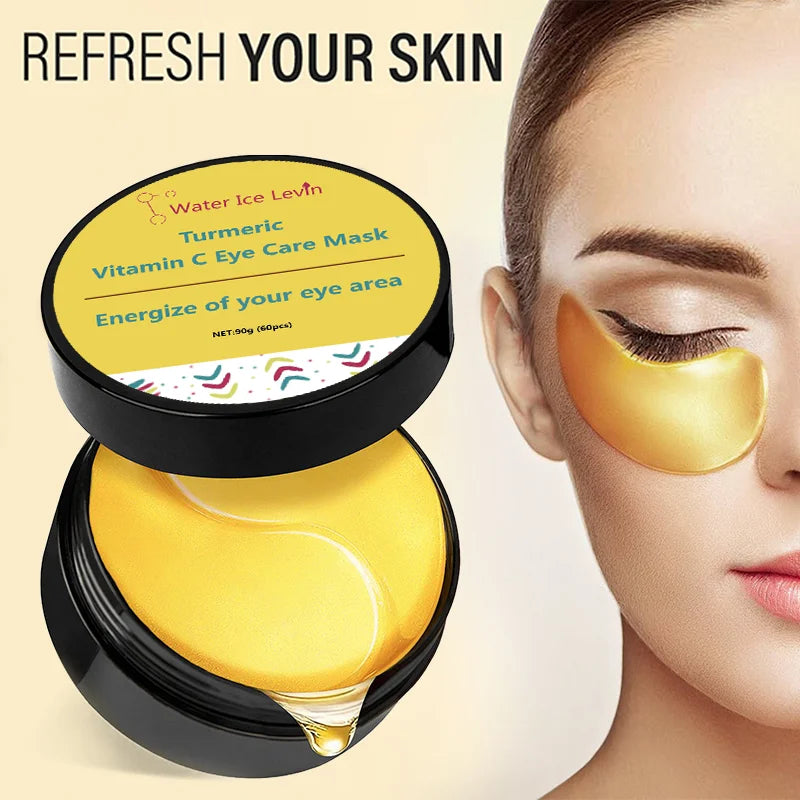 Turmeric vitamin C Eye Mask Anti Wrinkle Remove Dark Circle Eye Bags Puffiness Reduce Fine Line Firming Brightening Eye Pa...