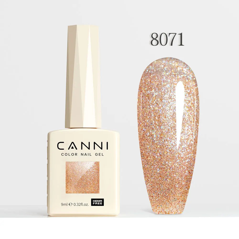 #8013 CANNI Nail Gel Polish Hema Free Super Glossy Glitter Cat Eye Gel Diamond Top Coat Semi Permanent Soak Off UV LED Varnish Aurora Glow Avenue