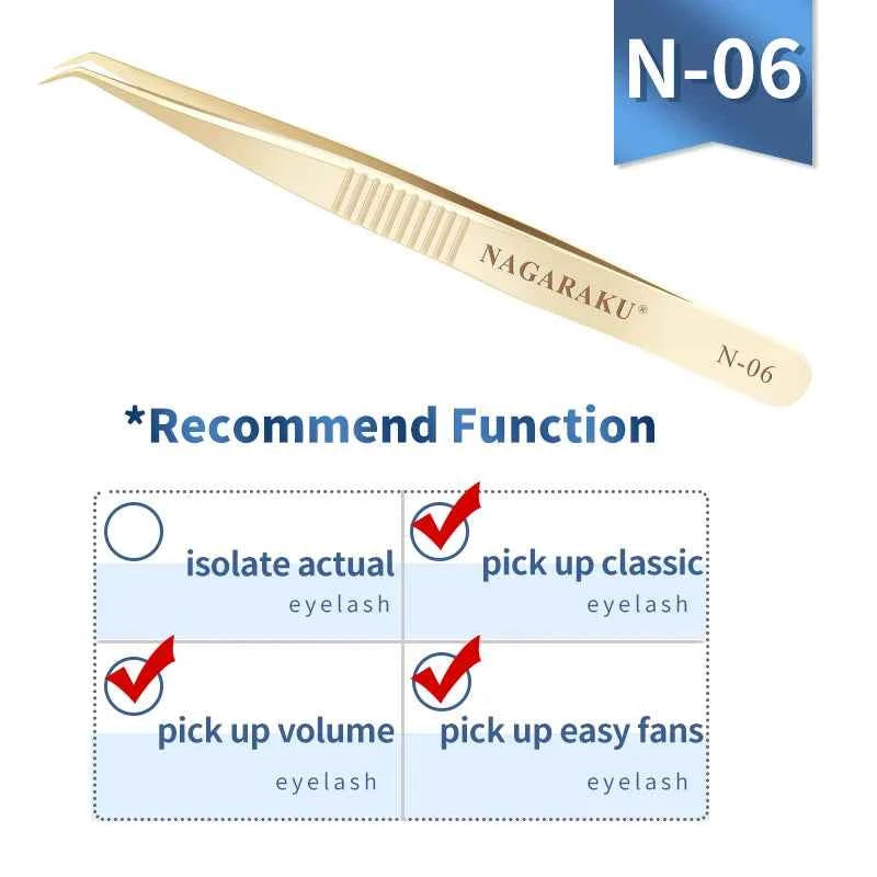NAGARAKU Eyelash Extension Tweezers Makeup Stainless Steel Eyelash 3D accurate Clip N-06 - 